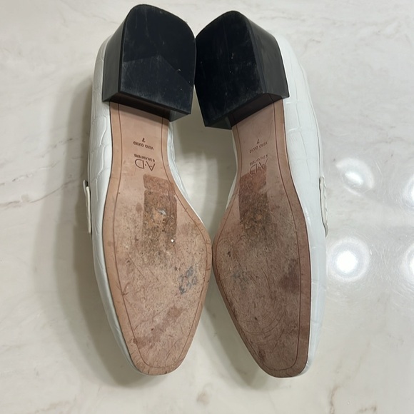 AD & DAUGHTERS White Leather Crocodile Loafer Bowdin Black Block Heel Slip On 7 - Picture 7 of 7